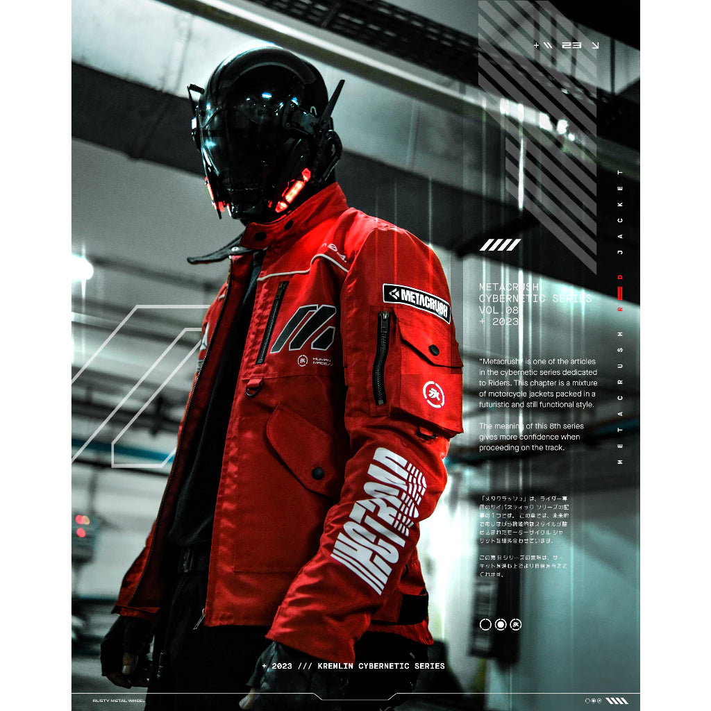 METACRUSH Red Jacket Biker Cyber Tech Wear KREMLIN
