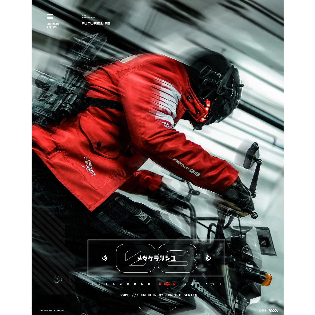 METACRUSH Red Jacket Biker Cyber Tech Wear KREMLIN