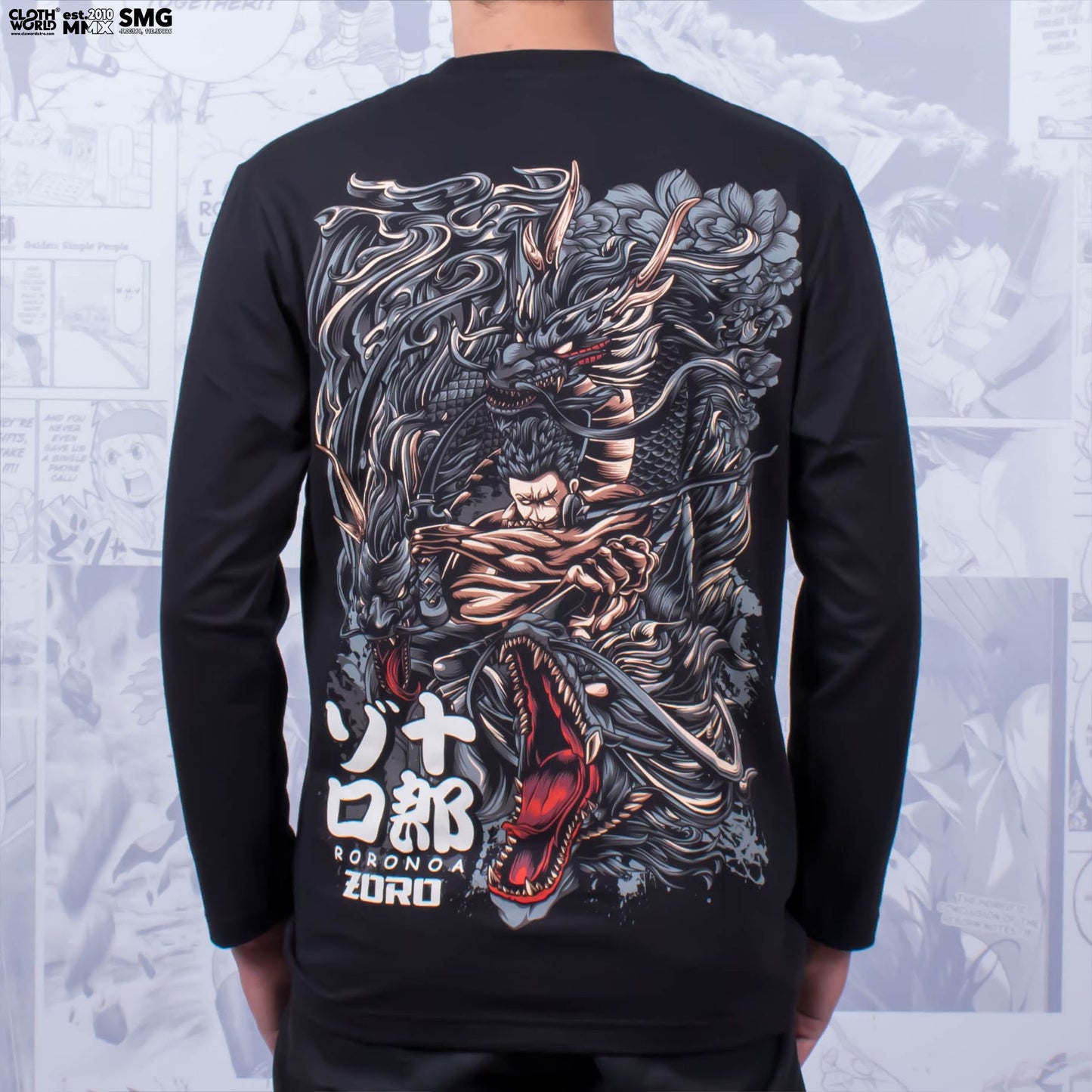 Roronoa Zoro Santoryu Dragon Dark Version T-Shirt Longsleeve